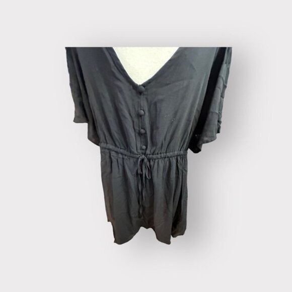 Women’s Torrid 0 Black Mini Challis Skater Dress Strappy Back 12 Large - Picture 12 of 14